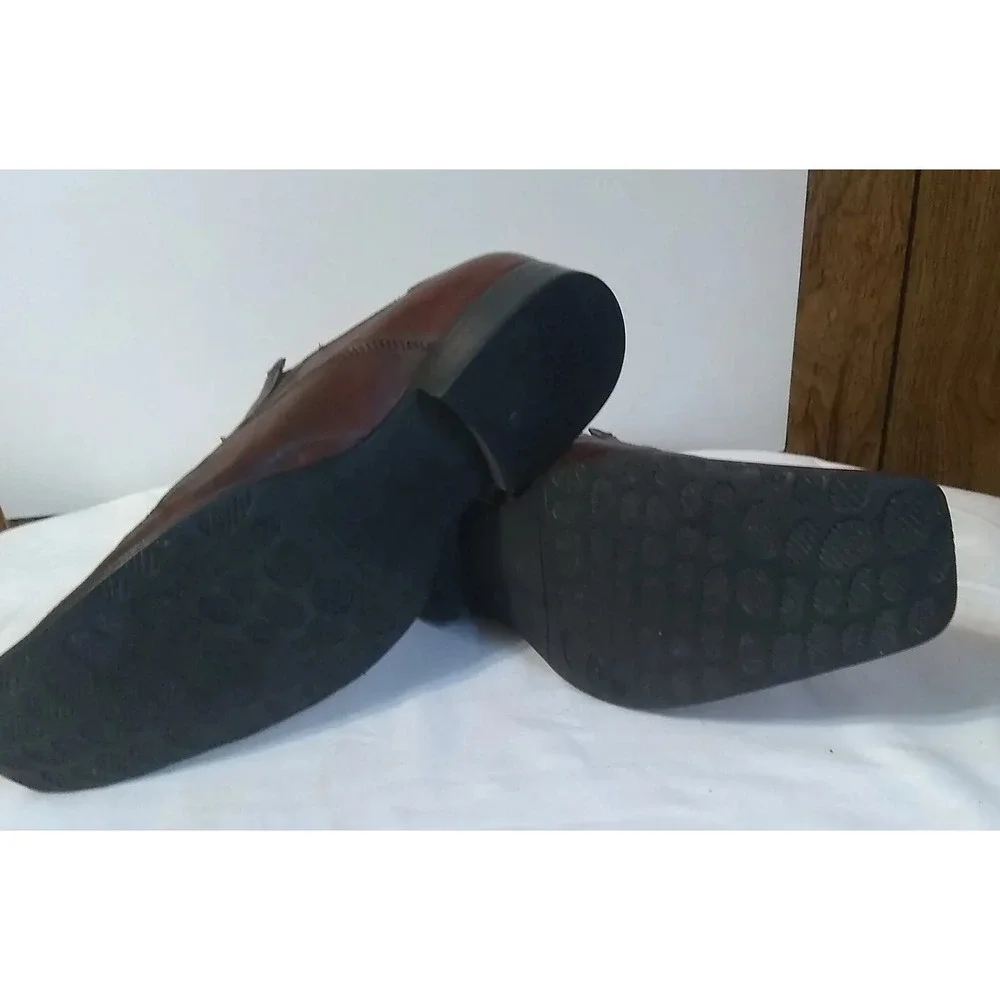 Aldo Men's Leather Dress Shoes Loafers Size US 8.5 EU 42 Brown Etched‎ Cross
